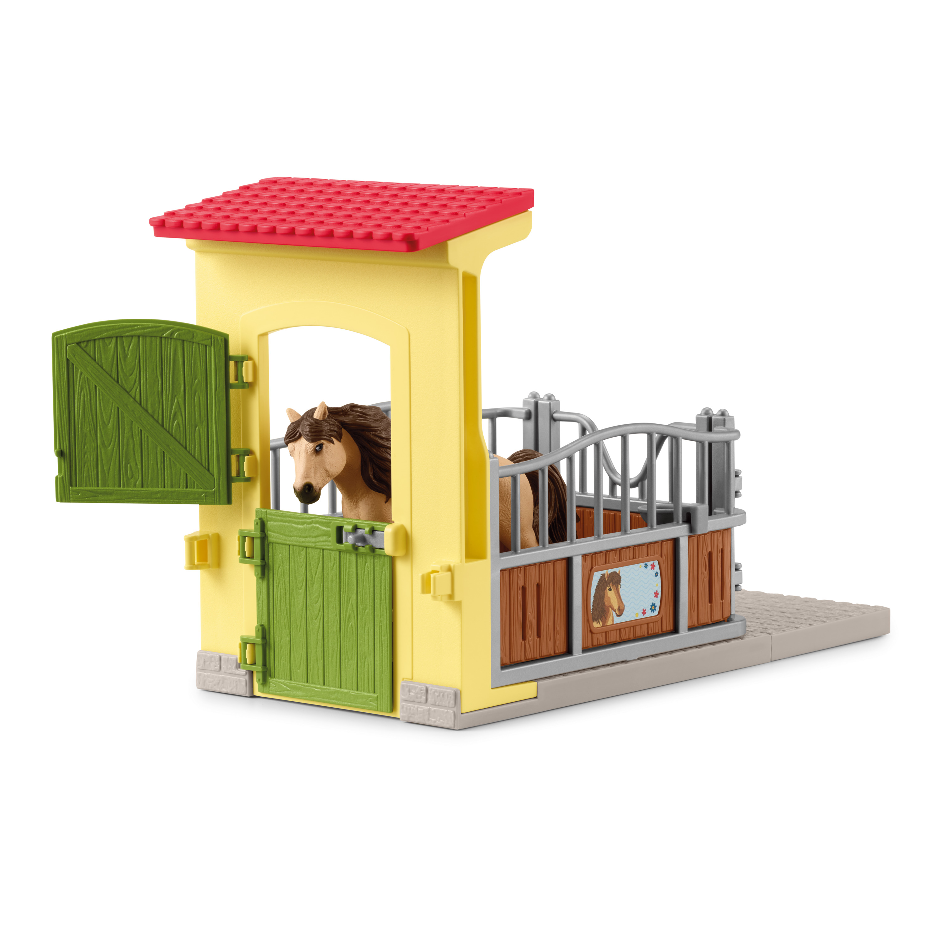 Schleich - Horse Club: Iceland Pony Stallion with Pony Box & Accessories Educational Playset, 19 Pcs