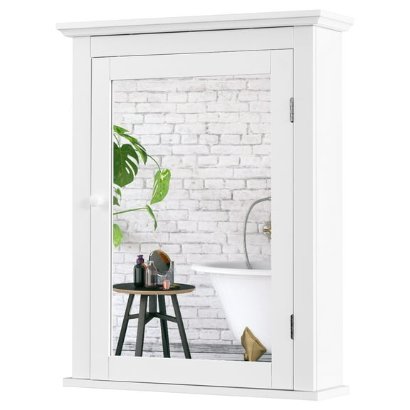 Topbuy Bathroom Storage Medicine Cabinet Wall Mounted with Mirror White
