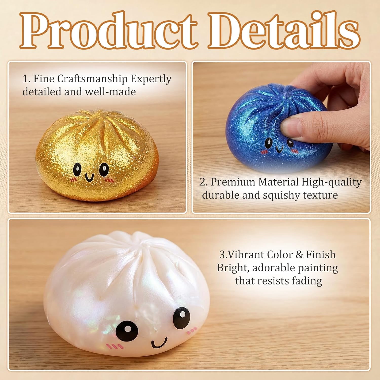 Glitter Dumpling Squishy Box Bulk,4Inch Surprise Dumpling Squishy Stress Ball,Squishy Bun,Random 14 Colors Mystery Gift Box for Adult Classroom Prizes Party Favor (Random-2pcs)