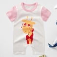 thumbnail image 2 of Xudanell Newborn Boy Outfits Pullover Thin Short Sleeve Baby Boys Clothes Cotton Color Blocking Crawling Suit Pink 18-24 Months, 2 of 4
