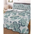 thumbnail image 3 of Quilts Twin Size, Teal Paisley Floral Soft Comforter Bedding Set for Bed, Boho Vintage Flowers Ethnic Lightweight Quilted Bedspread with Pillow Cover(2 Pieces) for All Season, 68x86 Inch, 3 of 6