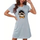 thumbnail image 4 of Camisón corto de talla grande para mujer, camisón de manga corta con estampado de pecho a la moda, camisón para mujer, 4 of 5
