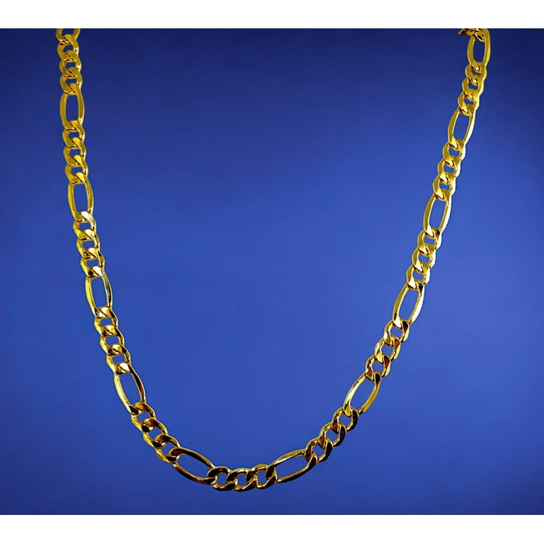 14K Yellow Gold Figaro Chain Necklace Link Real Men Women Jewelry