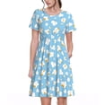 thumbnail image 1 of Bixox Robe d'Été à Manches Courtes pour Femmes Robe Ample Longueur Genou avec Poches-Bleu Maïs Soufflé, 1 of 7