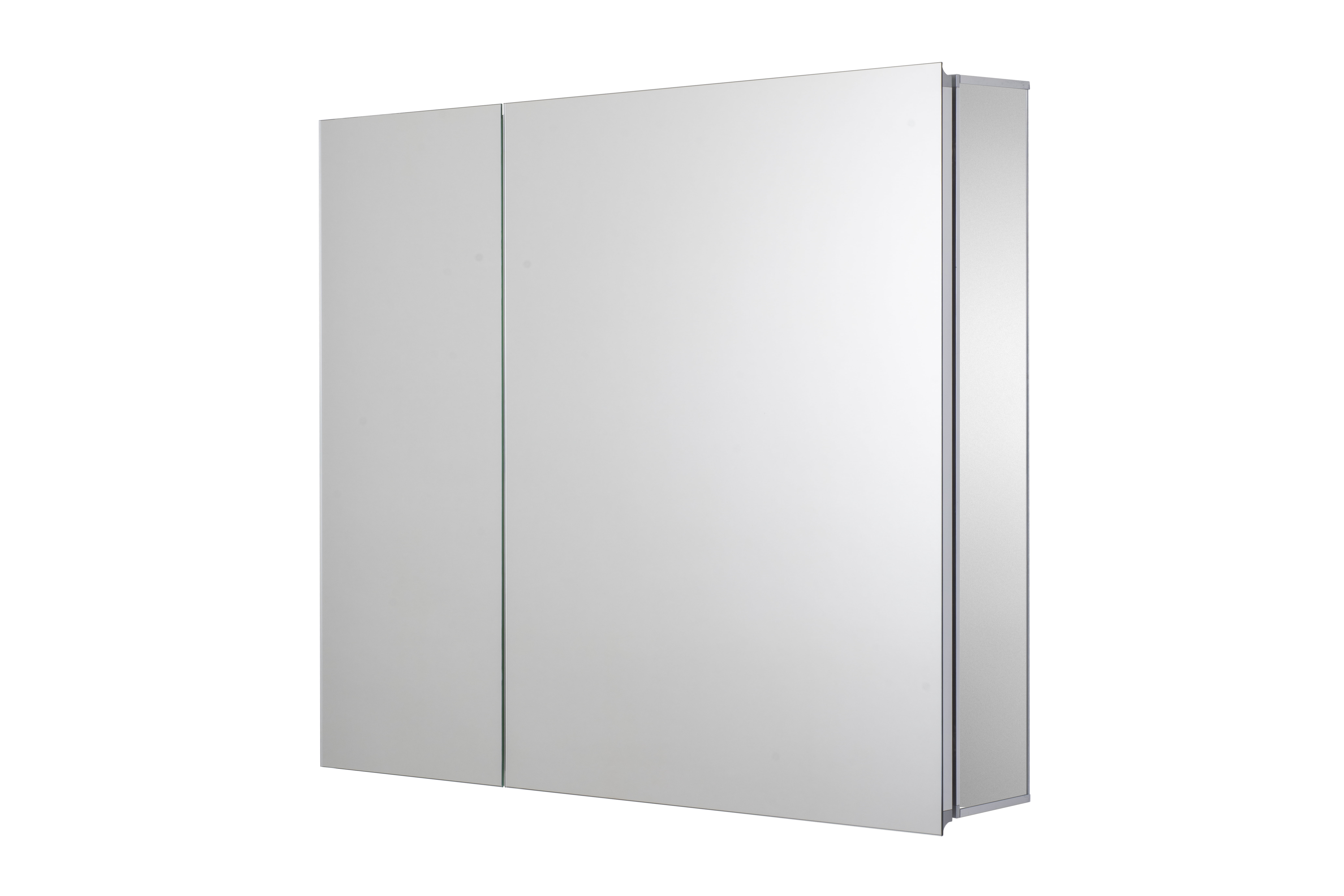 Croydex Williams Double Door Aluminium Bathroom Medicine Cabinet with Mirror in Silver (30X26in)
