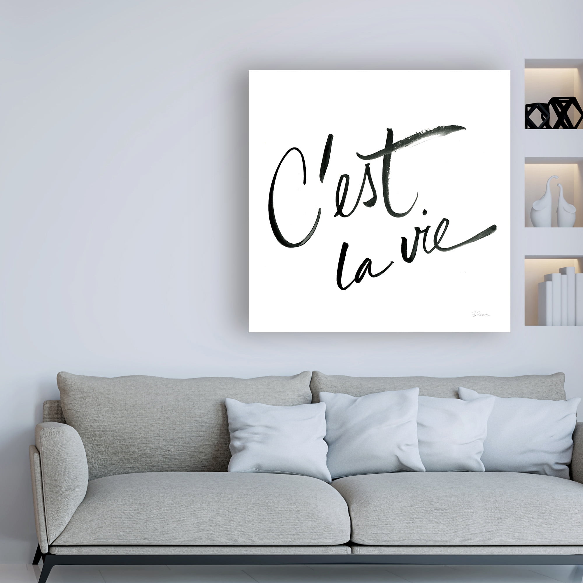 Trademark Fine Art 'Cest La Vie White' Canvas Art by Sue Schlabach