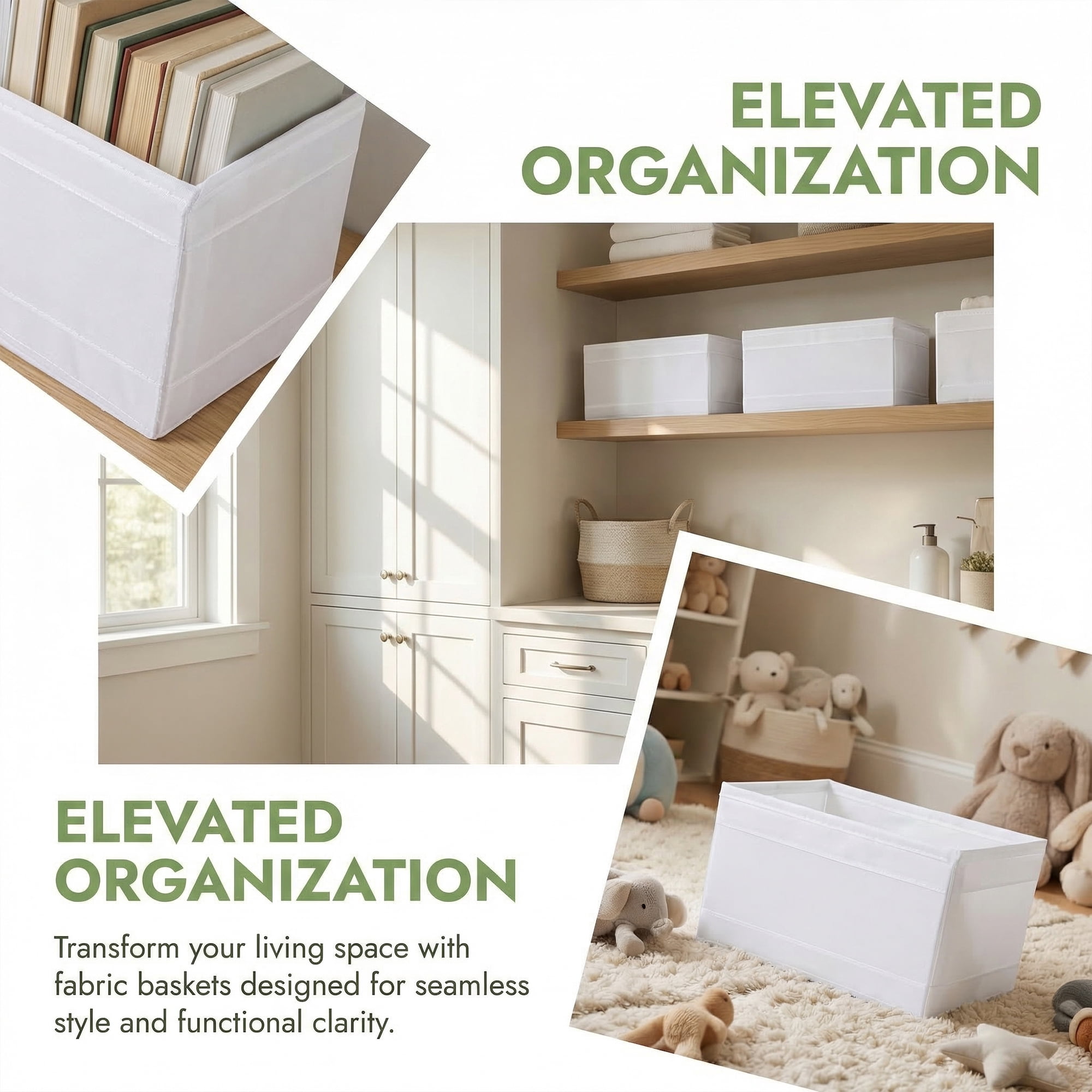 Unique Bargains 1pc Fabric Storage Bin for Shelves Closet White 11*5.5*5.1in