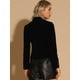 thumbnail image 3 of Chaqueta de terciopelo Allegra K Mujer Vintage Stand Collar Open Front Button Decor Negro XL, 3 of 5