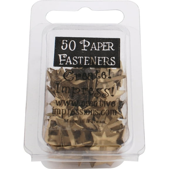 Creative Impressions Metal Paper Fasteners 50/Pkg-Brushed Gold 6-Point Star