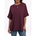 thumbnail image 5 of ANRABESS Womens Tops Oversized T Shirts for Women Short Sleeve Crewneck Casual Loose Basic Tee Shirt Trendy Summer Fashion Clothes Wine Medium, 5 of 10