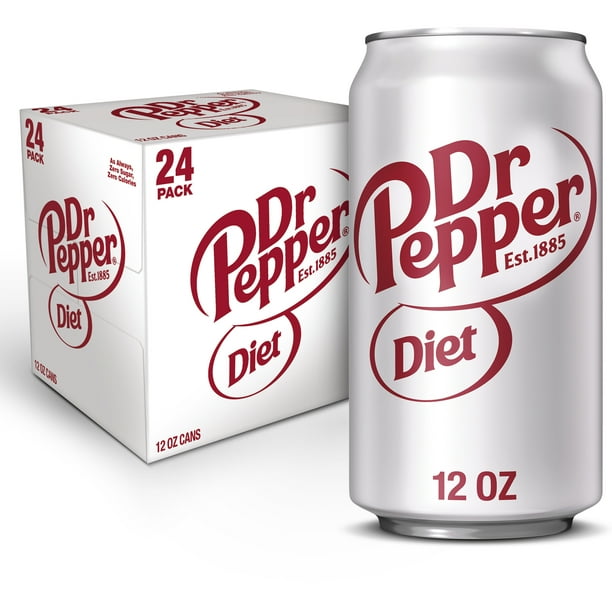 Diet Dr Pepper Soda, 12 fl oz cans, 24 pack