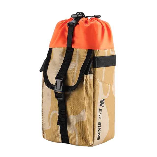 Bolsa de bicicleta Bolsa multifuncional para manillar de bicicleta, bolsa con cordón para botella de agua, soporte para herramientas de ciclismo, bolsa portátil para botella de agua