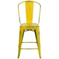 thumbnail image 4 of 24'' High Distressed Yellow Metal Indoor-Outdoor Counter Height Stool with Back, 4 of 8