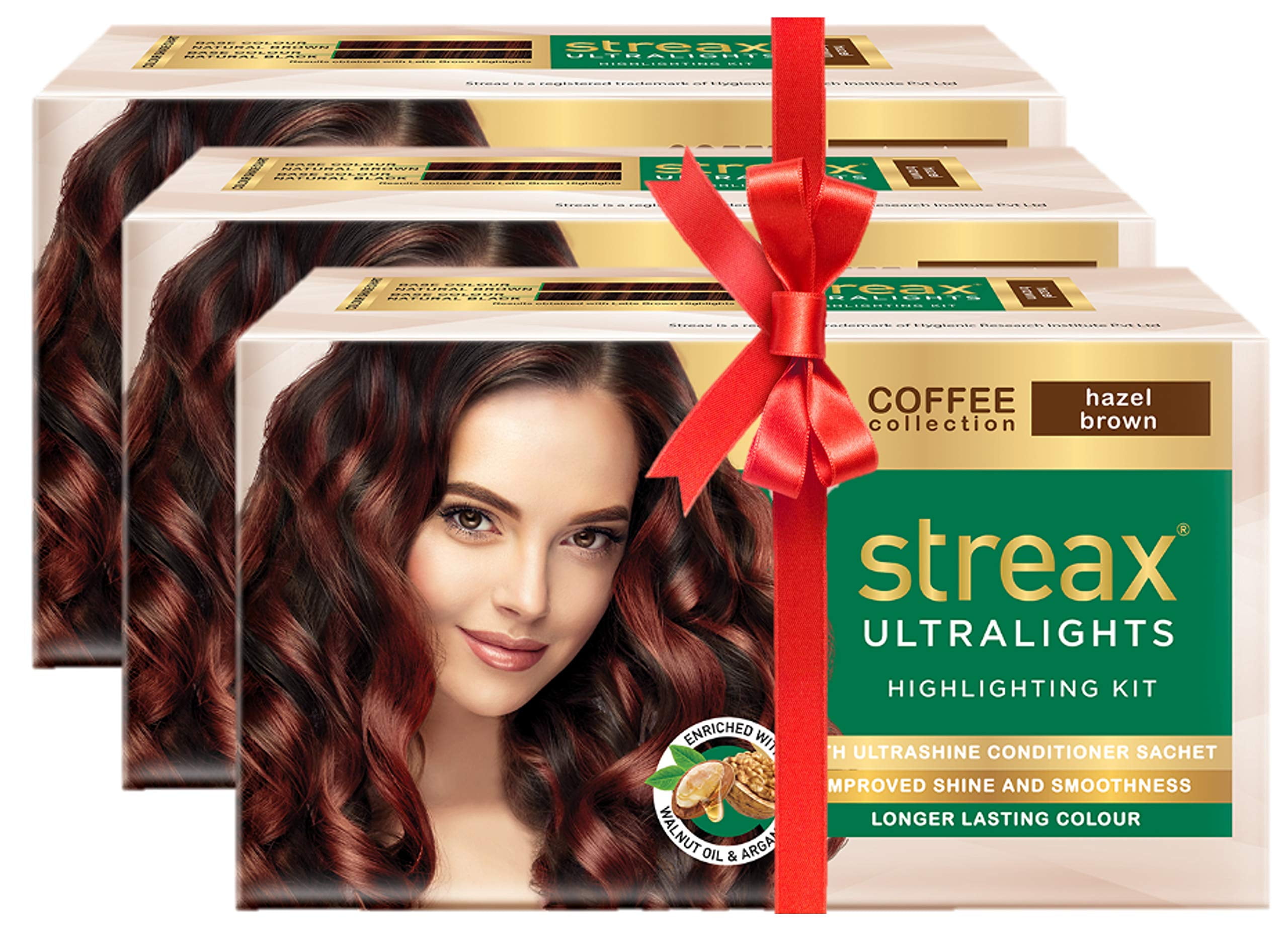 Streax Ultralights Highlighting Kit-Coffee Collection-Cappuccino Brown -  60g (Pack of 3) (Hazel Brown) 