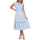 thumbnail image 1 of Vestido Midi Boho de Verano Edición INSPIRE CHIC para Mujer con Mangas de Volante, Encaje, Fruncido, Volantes y Fluido para Playa, Talla M Azul, 1 of 6