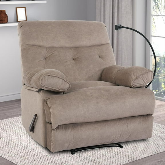 Large Recliner Chair for Adults Extra Wide Recline Chair Living Room Bedroom, Tool-Free Assembly Brown