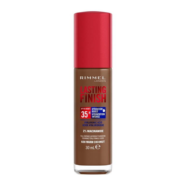 Rimmel Lasting Finish 35 Hour Foundation, Long-Wearing, Hydrating, Vegan Formula, Full-Coverage