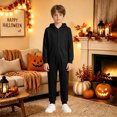 thumbnail image 2 of Boys Solid Hooded Onesie for Halloween, Full Zip Plush Jumpsuit with Ribbed, 2 of 5