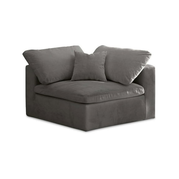 Meridian Furniture Cozy Gray Velvet Modular Corner Chair