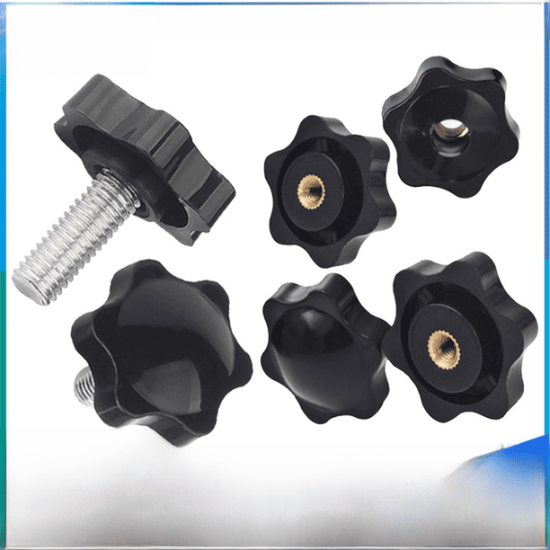 Tuerca de tornillo con mango de ciruela con revestimiento de goma y orificio pasante, tornillo de mano con cabeza de goma británica, tuerca de tornillo de mano de plástico hexagonal, tuerca