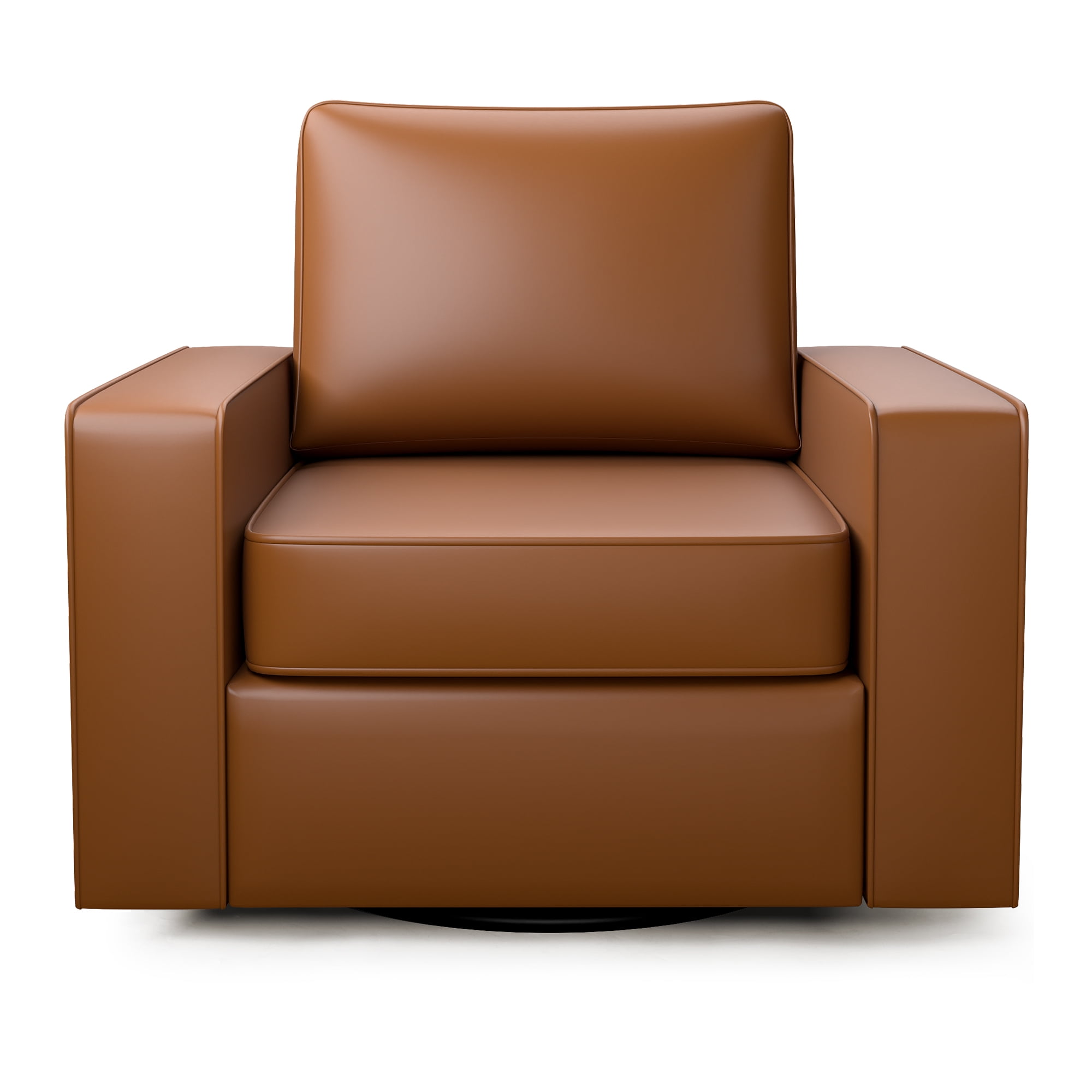 COOLHUT 360° Swivel Accent Chair Set of 1, 36.2" Wide PU Leather Accent Chair Armchair, Comfy Upholstered Single Sofa Chair for Living Room and Bedroom, Brown