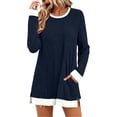 thumbnail image 4 of Kezqiaxn Shirts for Women Trendy Spliced Long Sleeve Crew Neck Knitted Casual Tops with Pockets Womens Blouses Winter Clothes, 4 of 8