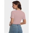 thumbnail image 5 of Fall Clothes Womens Crewneck Ribbed Long Sleeve Shirts Slim Fitted Tee Casual Basic Tshirt Top, 5 of 6