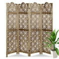 thumbnail image 3 of Fionafurn 4 Panel Carved Room Divider,Wooden Screen Folding Decorative Portable Privacy Partition,Brown, 3 of 8