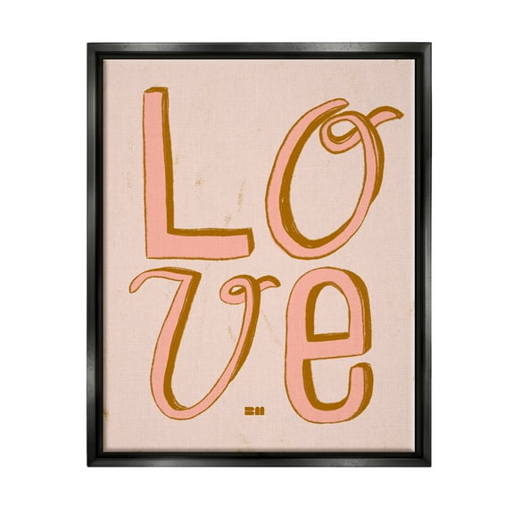 Stupell Industries Boho Love Letters Inspirational Painting Black Floater Framed Canvas Art Print Wall Art, 17 x 21