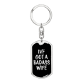 thumbnail image 1 of To My Wife Bad Ass Wife Stainless Steel or 18k Gold Premium Swivel Dog Tag Keychain, 1 of 8