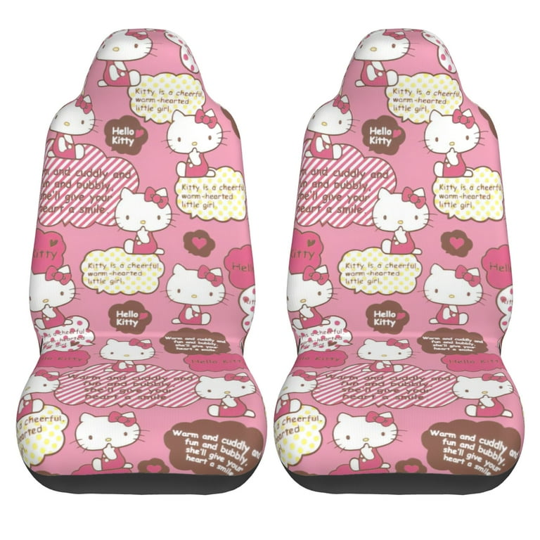 Hello Kitty Car Seat Covers Set of 2 Front Seat Accessories Protector Cover Cushion Auto Car Decor Stretch Elastic Universal Fit for Most Vehicle Car