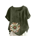 thumbnail image 1 of Vestidos Casuales Para Mujer, Blusas De Mujer De Moda Blusa informal de lino con cuello redondo, manga corta y botones para mujer, 1 of 4