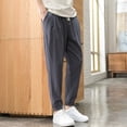 thumbnail image 3 of 2023 Summer Men's Trousers Cotton Linen Fashion Casual Pants Solid Color Breathable Loose Shorts Straight Pants Streetwear M-5XL, 3 of 6