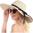 thumbnail image 4 of Windfall Womens Straw Hat Wide Brim Floppy Beach Cap Adjustable Sun Hat for Women UPF 50+, 4 of 8