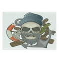 thumbnail image 1 of Skull Cutting Board, Illustration of Sailor Old Skull with Beard Mascot Nautical Theme Skeleton Lifebuoy, Decorative Tempered Glass Cutting and Serving Board, in 3 Sizes, by Ambesonne, 1 of 2