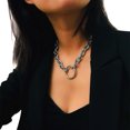 thumbnail image 2 of EeaseMX Collar con colgante punk de personalidad, gargantilla geométrica sencilla y exagerada para mujer y niña (plata), 2 of 7