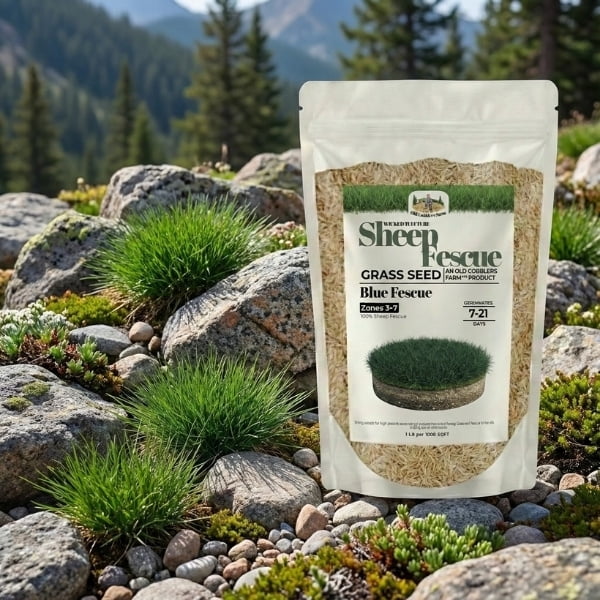 Old Cobblers Farm™ Wicked Tuff Turf Sheep Fescue (Variety Not Stated) - Low-Maintenance, Drought-Tolerant Grass Seed for Meadows, Slopes & Natural Lawns (5 lbs | 10 lbs | 15 lbs | 20 lbs)(5lbs)
