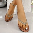 thumbnail image 6 of Plus Size Flip Flops for Women Versatile Sparkly Flat Soft Leather Comfortable Summer Beach Thong Sandals Gold Size 36-43, 6 of 9