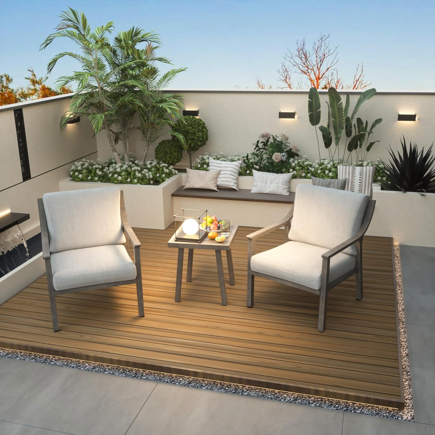 T-Patio Aluminum Outdoor Lounge Chairs, Patio Furniture Armchair, Grey, Set of 1