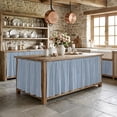 thumbnail image 4 of Periwinkle Blue Striped Cabinet Curtains 28" W x 51" L, Coastal Grandma French Rustic Linen Texture Under-Desk Privacy Dust Proof Drape Dishwasher Curtain Sink Skirt for Kitchen Closet Bathroom, 4 of 9