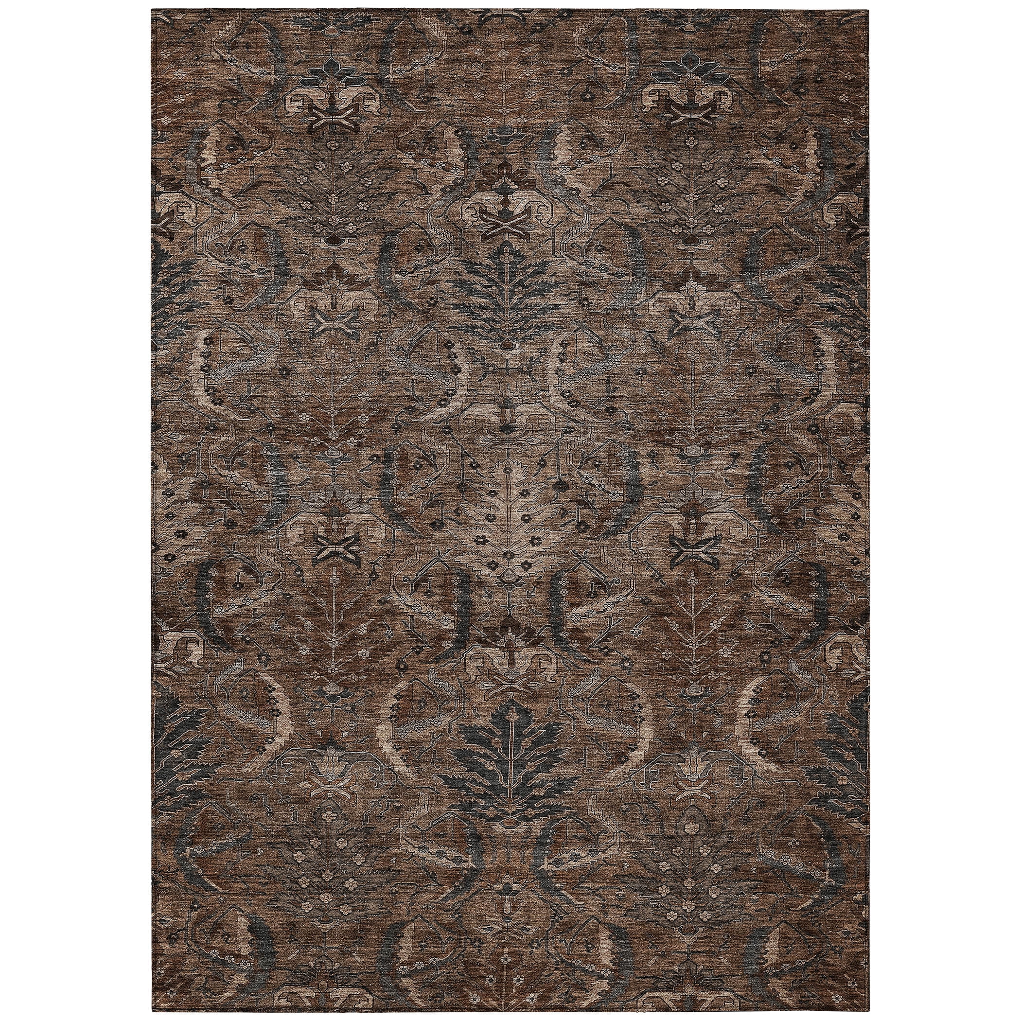 Addison Rugs Chantille Indoor/Outdoor Transitional Damask Fudge Washable Rectangle Rug, 8' x 10'