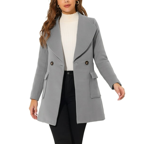 Abrigo largo con cinturón y solapa elegante para mujer INSPIRE CHIC en gris talla L