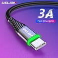 thumbnail image 2 of Cable USB tipo C USLION de 0,5 m/1 m/2 m con LED 3A, cable de carga rápida para Samsung Galaxy, Xiaomi, Huawei Note 7, cable de datos USB-C, cable de carga, 2 of 5