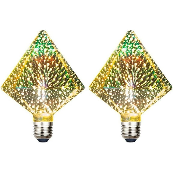 2 Pack 3D Firework Bulb Firework Light Bulb E27 AC 85-220V 4W Retro Edison Bulb Starry Light Bulb for Party Home Christmas