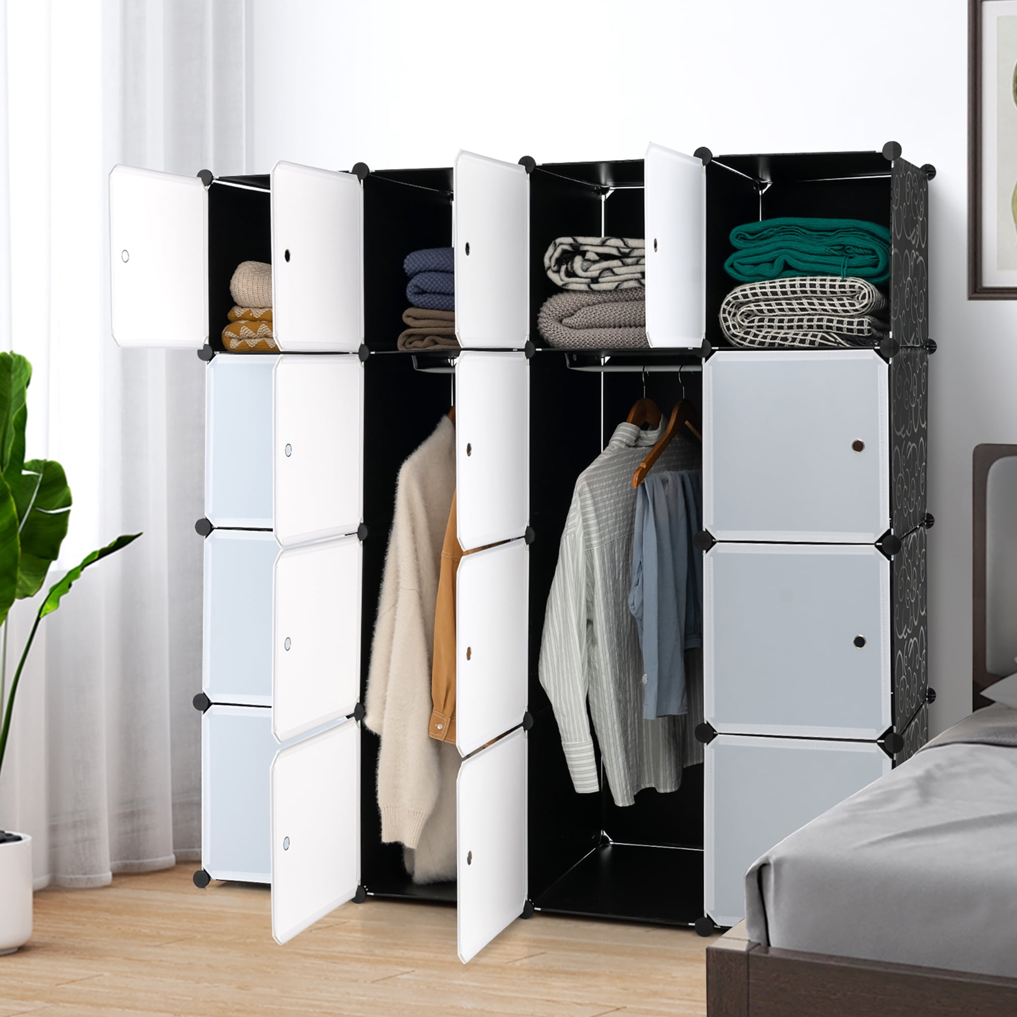 Free Shipping! Costway 16-Cube Portable Closet Wardrobe
