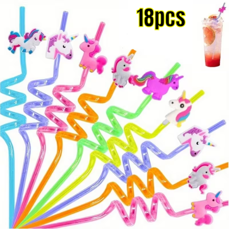 18 Reusable Unicorn Straws Unicorn Party Favors/ Decoration Birthday Party Decoration Supplies for Treat Bags Goodie Gifts