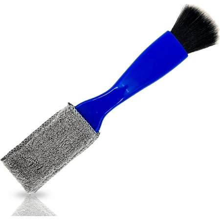 Double Head Brush for Car Clean 1 Pcs, Auto Interior Soft Detailing Brushes, Universal 2 in 1 Duster for Air Conditioner Vents, Car Air Vents Crevice, Dashboard, Computer, Window (Blue)