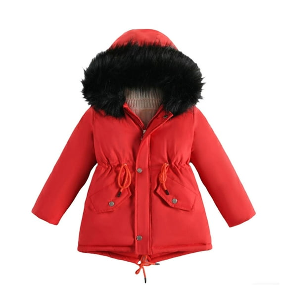 XEGLSBU 5T Girls Winter Coat Girl Winter Coats Heavyweight Hooded Jacket Kid Outwear Girls' Outerwear Jackets & Coats Red Size 10-11 Years