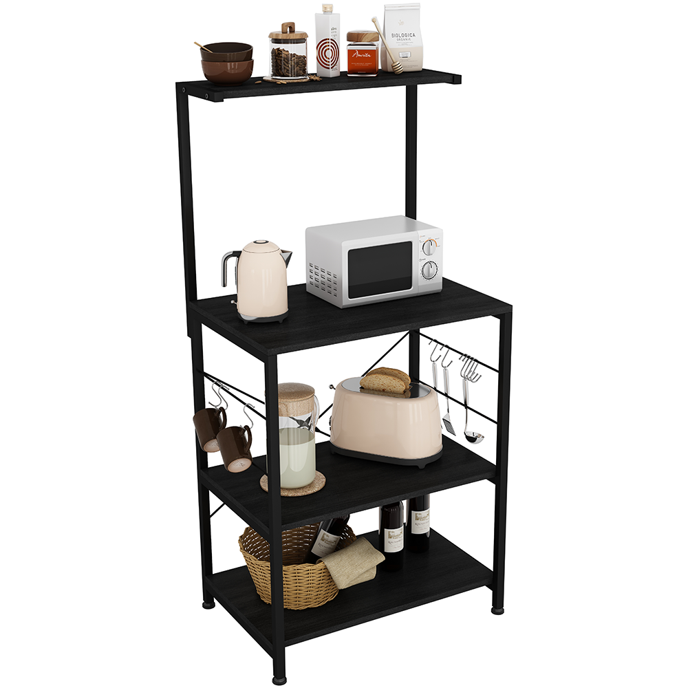 paproos 4Tier Kitchen Bakers Rack With Storage, Microwave Baker’s Rack