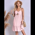 thumbnail image 4 of Vestido de Verano para Mujer 2025, Sin Mangas, con Tirantes Finos y Cuello en V, Informal, Estilo Swing. Rosa S, 4 of 7